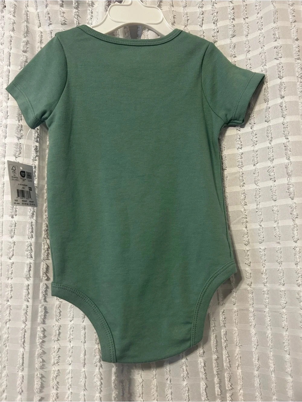 Lullaby Lane Little Tough Guy Rhino Bodysuit Sage Green 18M NWT